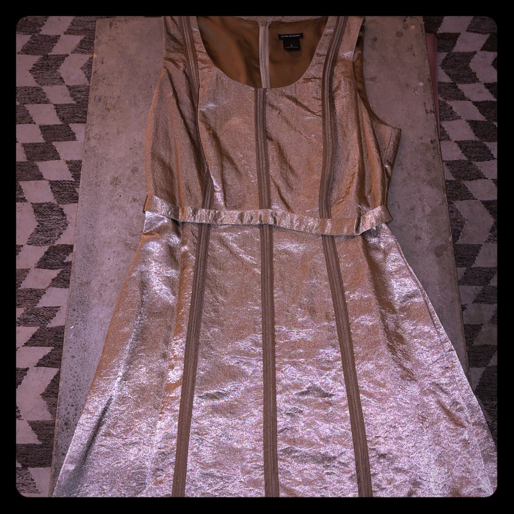 Club Monaco Gold Belted Cocktail Dress